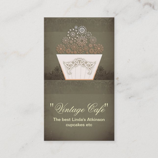 vintage bakery cafe cupcake business card (Front)