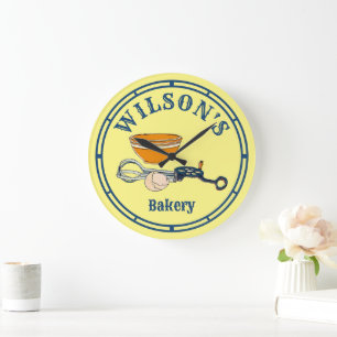 Vintage Bakery Kitchen Template Large Clock