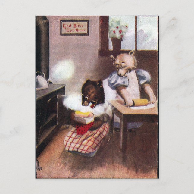Vintage Baking Bears Postcard (Front)