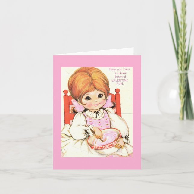 Vintage Baking Girl Valentine Card (Front)