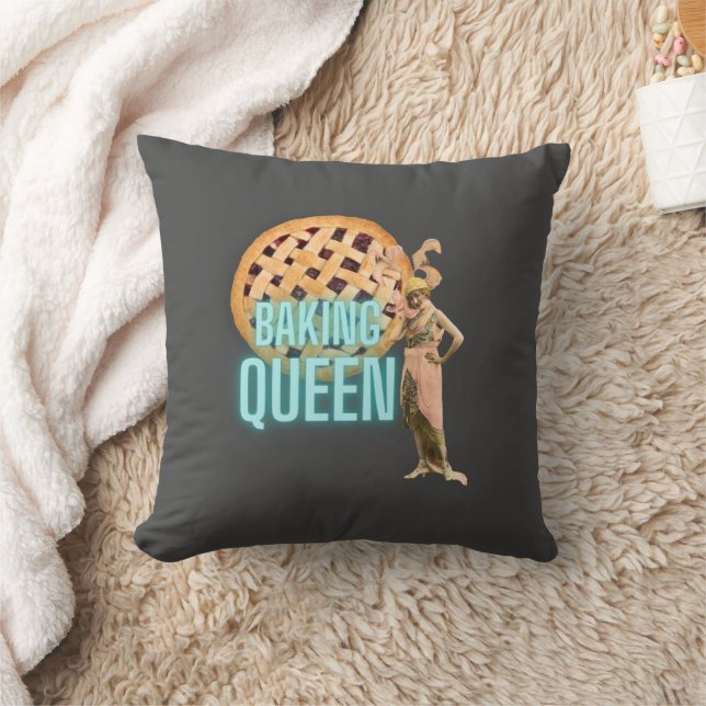 Vintage Baking Queen on Grey  Cushion (Blanket)