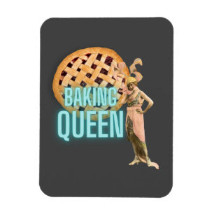 Vintage Baking Queen on Grey Flex Magnet