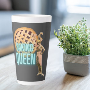 Vintage Baking Queen on Grey  Latte Mug