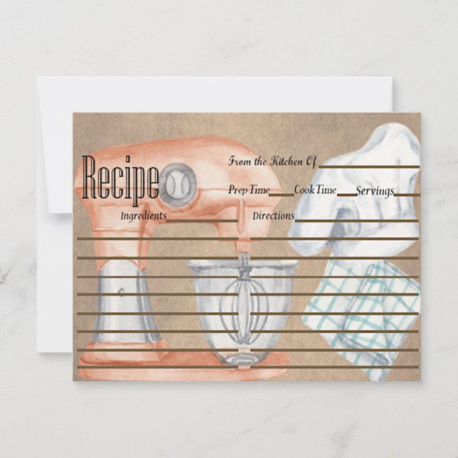 Vintage Baking Recipe Card, Country Style (Front)