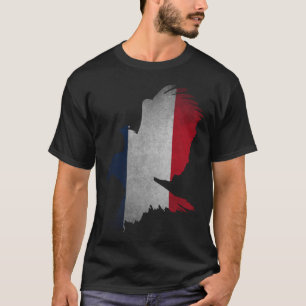 Vintage bald eagle flying soaring France French fl T-Shirt