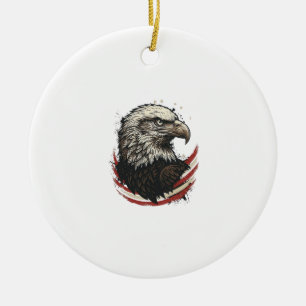 Vintage Bald Eagle Patriotic Engraving Shirt Desig Ceramic Tree Decoration