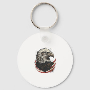 Vintage Bald Eagle Patriotic Engraving Shirt Desig Key Ring
