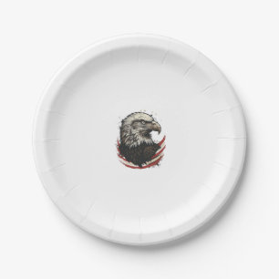 Vintage Bald Eagle Patriotic Engraving Shirt Desig Paper Plate