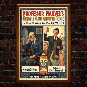 Vintage Baldness Cure Hair Growth Advertising Poster
