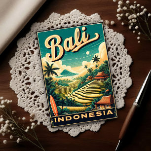 Vintage Bali, Indonesia Travel Postcard