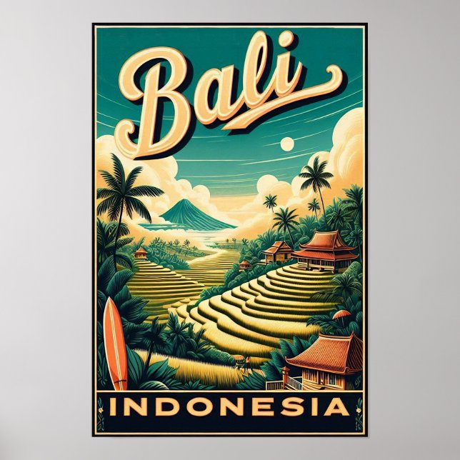 Vintage Bali Travel Poster (Front)