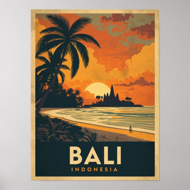 Vintage Bali Travel Poster (Front)