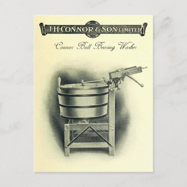 Vintage Ball Bearing Clothes Washer Postcard (Front)