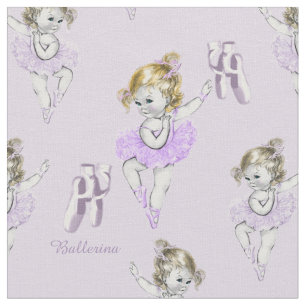Vintage Ballerina Baby Ballet Slippers Lavender Fabric