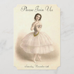 Vintage Ballerina Dancing Ballet Dance Recital Invitation