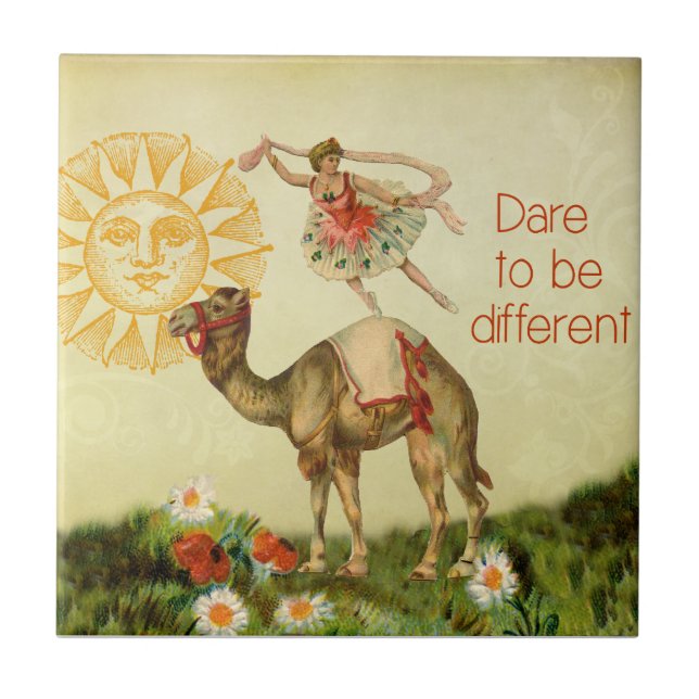 Vintage Ballerina, Flowers, and Camel Collage Tile (Front)