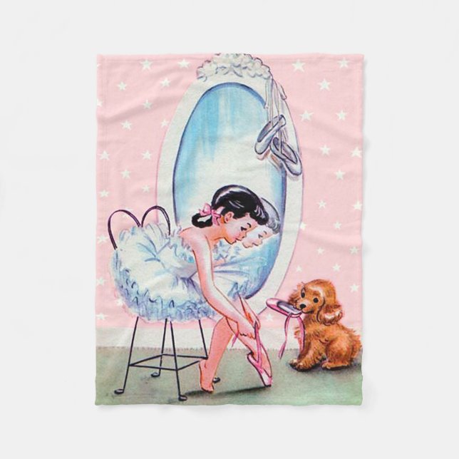 Vintage Ballerina Image Fleece Throw Blanket (Front)