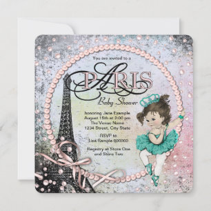 Vintage Ballerina Paris Baby Shower Invitation