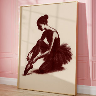Vintage Ballet Dancer Poster Elegant Ballerina