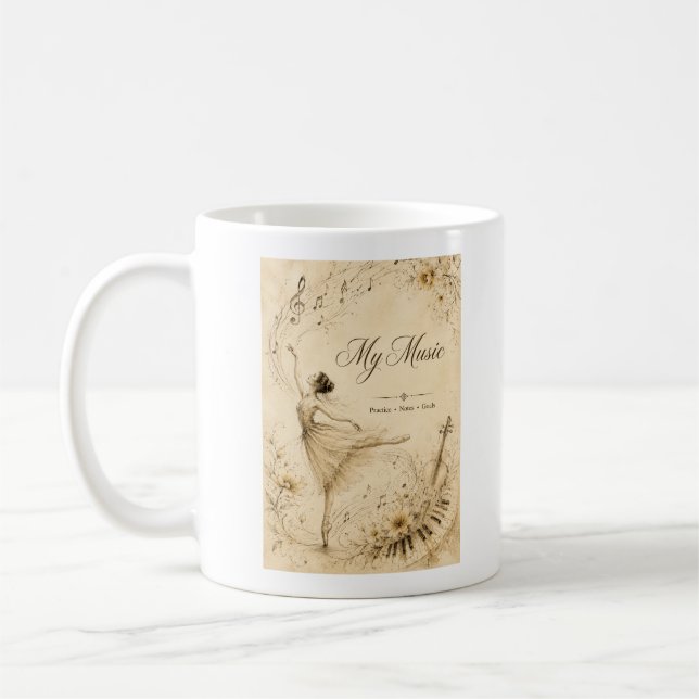 Vintage Ballet Music Mug Editable (Left)