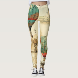 Vintage Balloon Wilderness Map Mountain Leggings