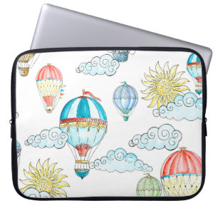 Vintage Balloons: Whimsical Watercolor Seamless. Laptop Sleeve