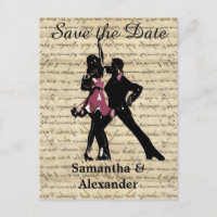 Vintage ballroom dancers save the date