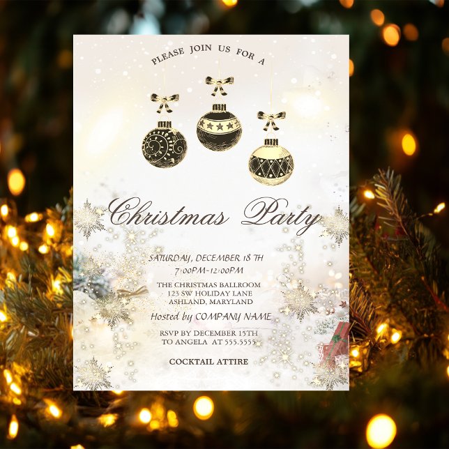 Vintage  Balls,Snowflakes Presents Company  Invitation (Creator Uploaded)
