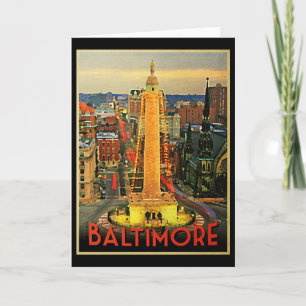 Vintage Baltimore At Dusk Holiday Card