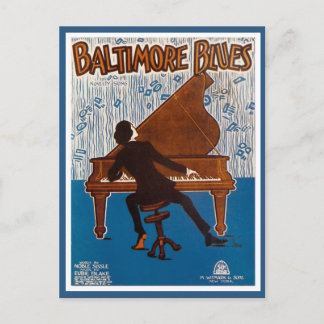 Vintage Baltimore blues music cover Postcard