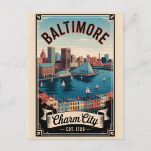 Vintage Baltimore Maryland Retro Travel Holiday Postcard