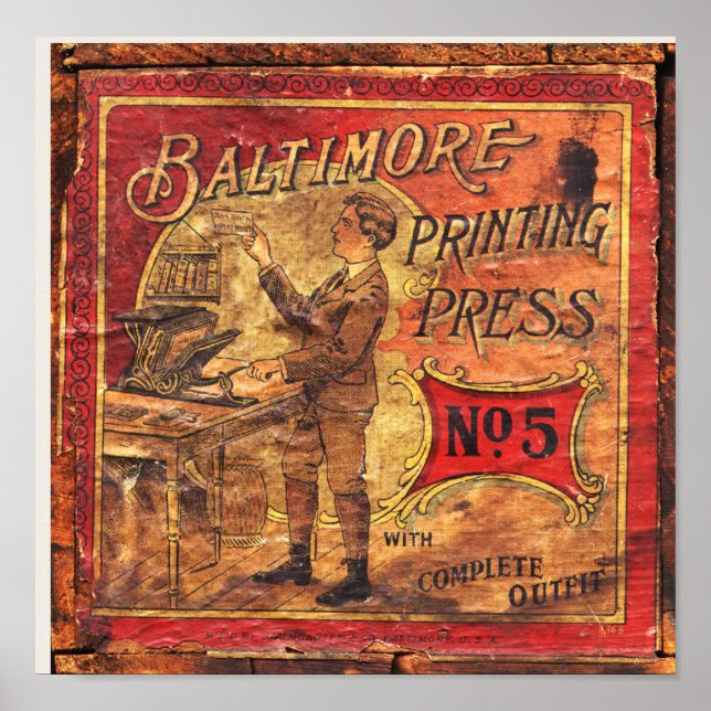 Vintage Baltimore rail press letterpress print (Front)