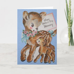 Vintage Bambi Mother's Day Card with Cute Message