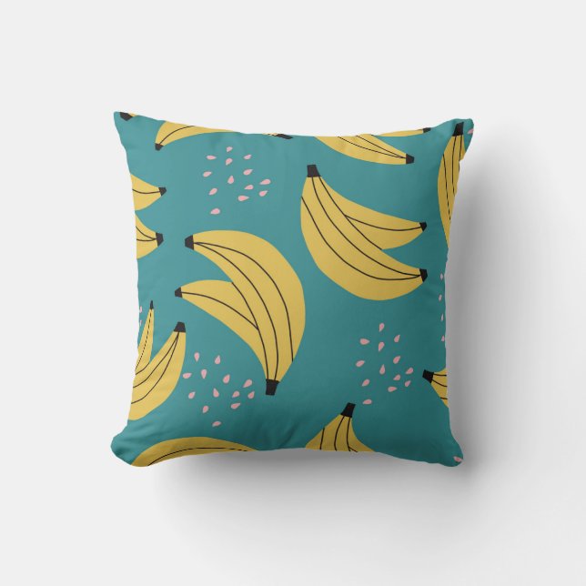Vintage banana pattern, blue background. cushion (Front)