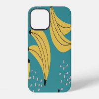 Vintage banana pattern, blue background.