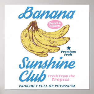 Vintage Banana Sunshine Club Kitchen Poster