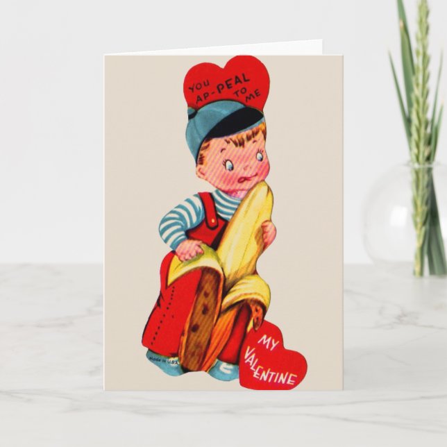 Vintage Banana Valentine Greeting Card (Front)