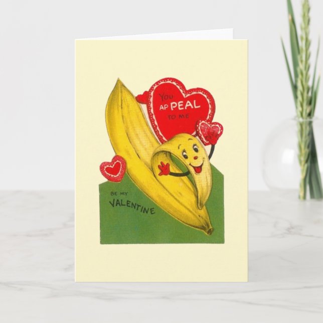 Vintage Banana Valentine Greeting Card (Front)