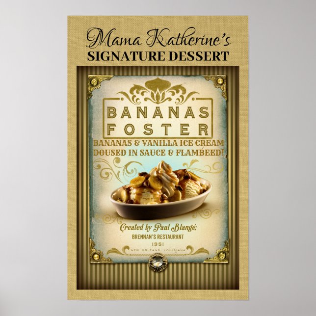 Vintage Bananas Foster New Orleans Sign (Front)