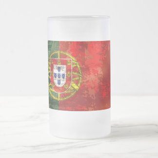 Vintage Bandeira Portuguesa por Fás de Portugal Frosted Glass Beer Mug