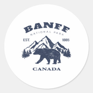Vintage Banff National Park Canada Souvenir Hiking Classic Round Sticker
