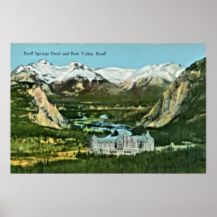 Vintage Banff Springs Hotel and Bow Valley Poster