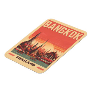 Vintage Bangkok city skyline Thailand travel gifts Magnet