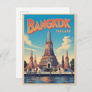 vintage Bangkok city Wat Aru Thailand travel gifts Postcard