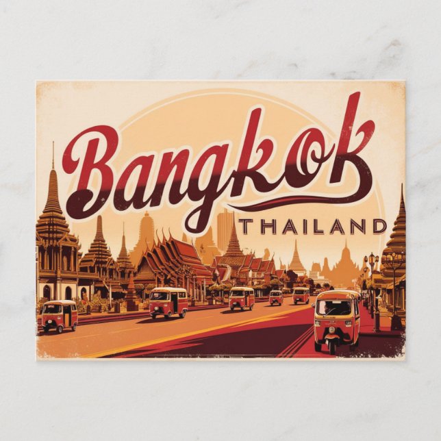 Vintage Bangkok, Thailand Postcard (Front)