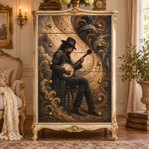 Vintage Banjo Music Art Decoupage Tissue Paper