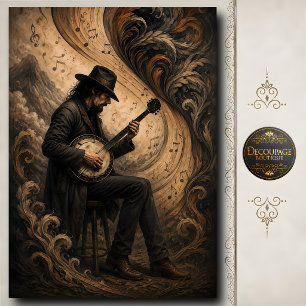Vintage Banjo Player Folk Country Music Art Tissue Paper