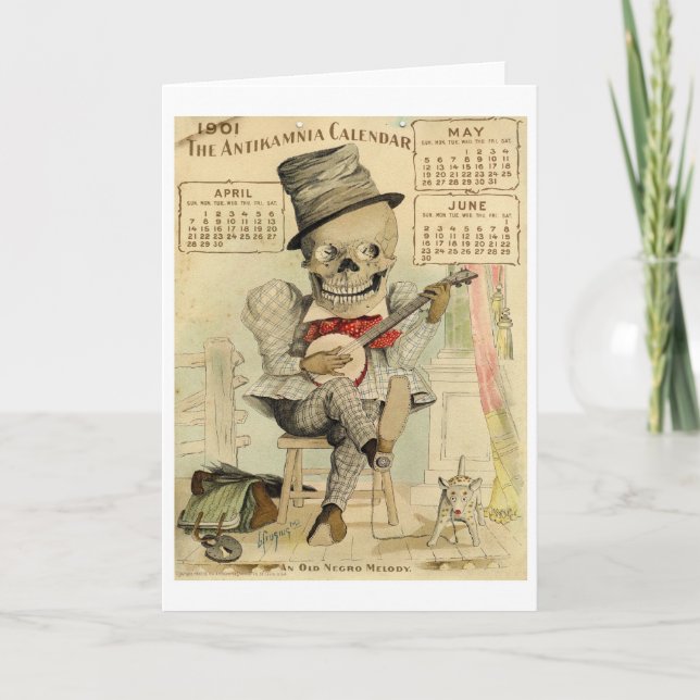 Vintage Banjo Playing Skeleton Card (Front)