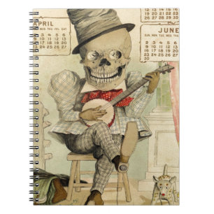 Vintage Banjo Playing Skeleton Notebook