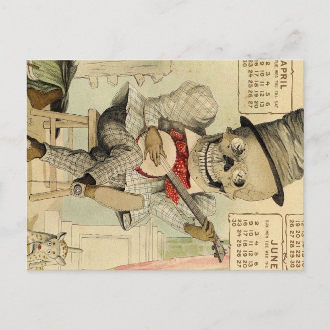 Vintage Banjo Playing Skeleton Postcard (Front)